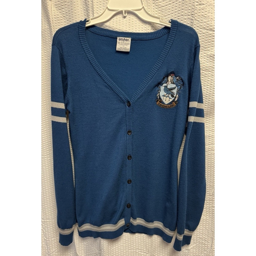 Harry Potter Women's Size L Ravenclaw Teal Blue Button Cardigan
